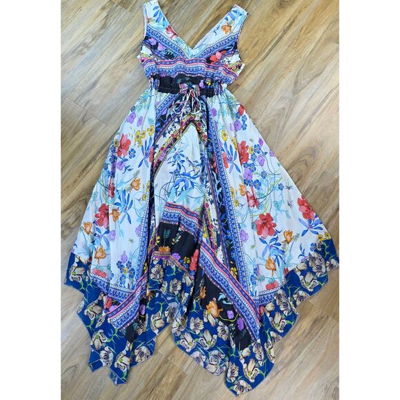 🔹️NWT Johnny Was Silk Cassia Asymmetric Hem Sleeveless Dress Small - Picture 3 of 13